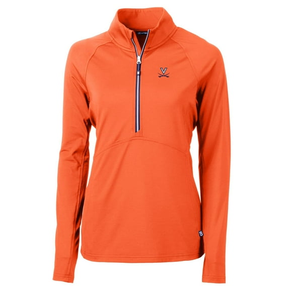 Women's Cutter & Buck Orange Virginia Cavaliers Adapt Eco Knit Half-Zip Pullover Jacket