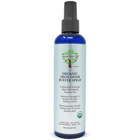 

MOUNTAIN TOP Organic Shoe Odor Buster Spray (8oz) Maximum Strength Deodorizes & Removes Bad Smells with Eucalyptus Peppermint Tea Tree & Lemongrass Oils