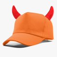 thumbnail image 2 of YWMJI Devil Horn Baseball Hat for Unisex Cosplay Costume Trucker Hat Trendy Summer Outdoors Baseball Hat Casual Brim Hip Hop Caps Comfy Adjustable Cycling Hat Vintage Peaked Travel Sun Hat Orange, 2 of 3
