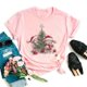 thumbnail image 1 of Camiseta de Reno de Navidad para mujer, ropa de talla grande, Camisetas estampadas blancas 2021, 1 of 5