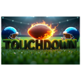 thumbnail image 1 of Football Themed Background Banner with Flaming Football Helmets and Touchdown Text, for Sports Parties Tailgating Events Fan Gatherings Decorations Backdrops, 1 of 4