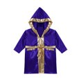thumbnail image 4 of Yeahdor Kids Boys Boxing Robe Martial Art Muay Thai Uniform Long Sleeve Kick Boxing Hooded Robe Outfits Purple 10, 4 of 7