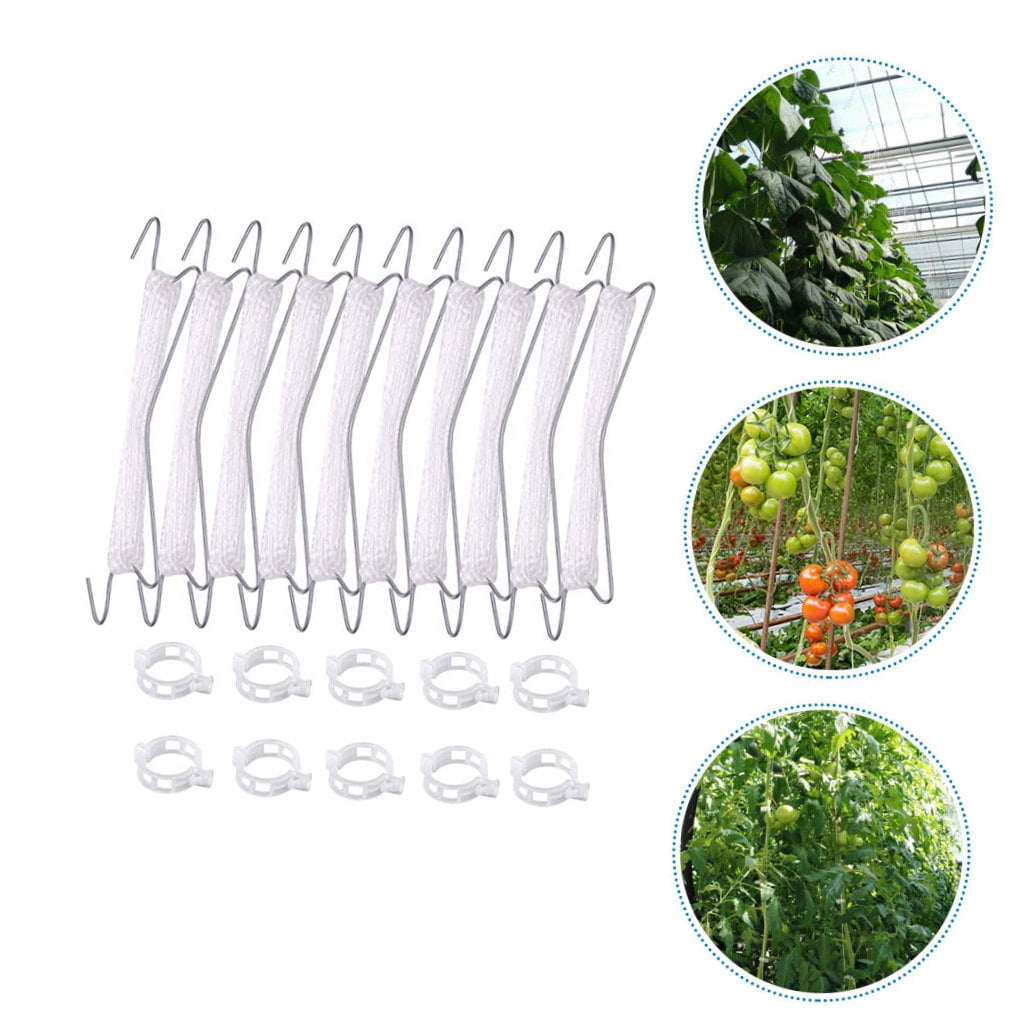 SEWOART 2Sets White Weather Resistant Trellis Hooks for Tomato Plant Support and Vertical Garden Greenhouse Use