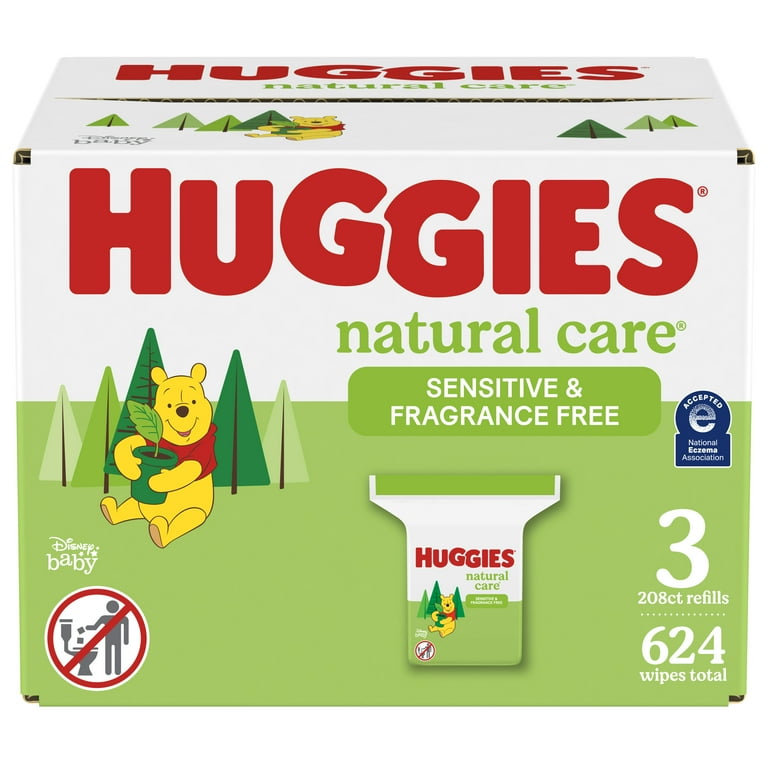 Huggies Natural Care Sensitive Baby Wipes Unscented 3 Refills