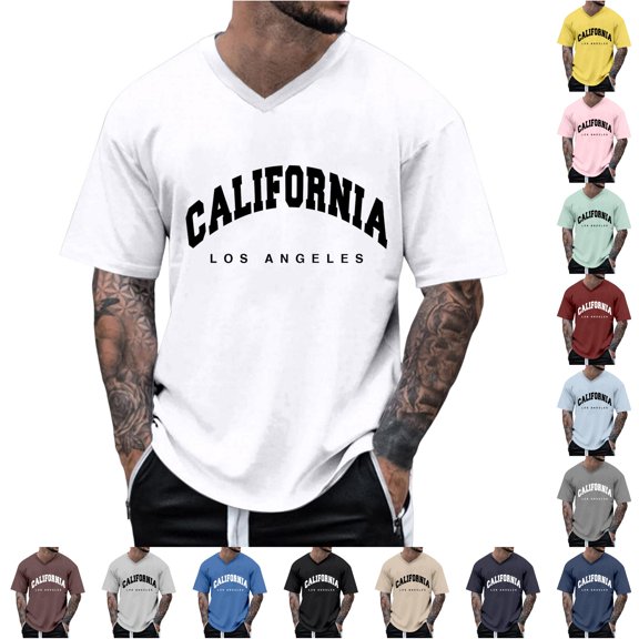 NinXxx Men's Oversized City Print Crew Neck Loose Casual Sports Tee White XXXXXL