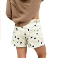 thumbnail image 2 of Women’s High Waisted Polka Dot Denim Shorts with Rope Drawstring, Frayed Hem Jean Shorts with Pockets, 2 of 8