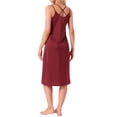 thumbnail image 3 of INSPIRAR CHIC Vestido de dormir para mujeres de satén sin mangas con doble tirante de espagueti, espalda cruzada, sexy, escote en V, midi, bata de noche, S rojo, 3 of 6