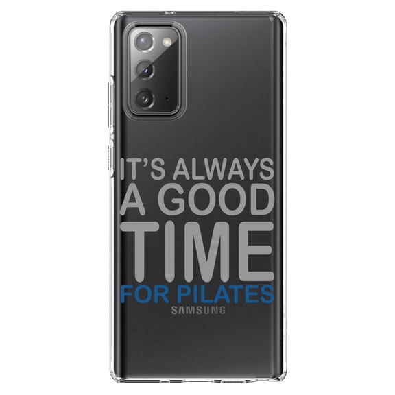 DistinctInk Clear Shockproof Hybrid Case for Galaxy Note 20 ULTRA (6.9" Screen) - TPU Bumper Acrylic Back Tempered Glass Screen Protector - It's Always a Good Time for Pilates