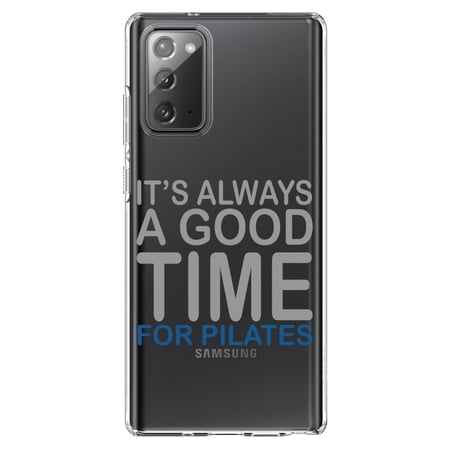 DistinctInk Clear Shockproof Hybrid Case for Samsung Galaxy Note 20 (6.7 Screen) - TPU Bumper Acrylic Back Tempered Glass Screen Protector - It s Always a Good Time for Pilates