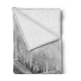 thumbnail image 2 of Vintage Soft Flannel Fleece Throw Blanket, Nostalgic Dated Plane Flying over Skyscrapers in New York City Urban Life, Cozy Plush for Indoor and Outdoor Use, 50" x 60", Black and White, by Ambesonne, 2 of 5