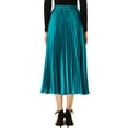 thumbnail image 4 of MODA NOVA Juniors Elastic Waist Metallic Shiny Accordion Pleated Midi Skirt, 4 of 7