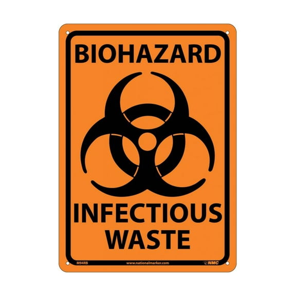NMC Signs M94Rb, Biohazard Infectious Waste Sign, 10 X 14, Rigid Plastic .050