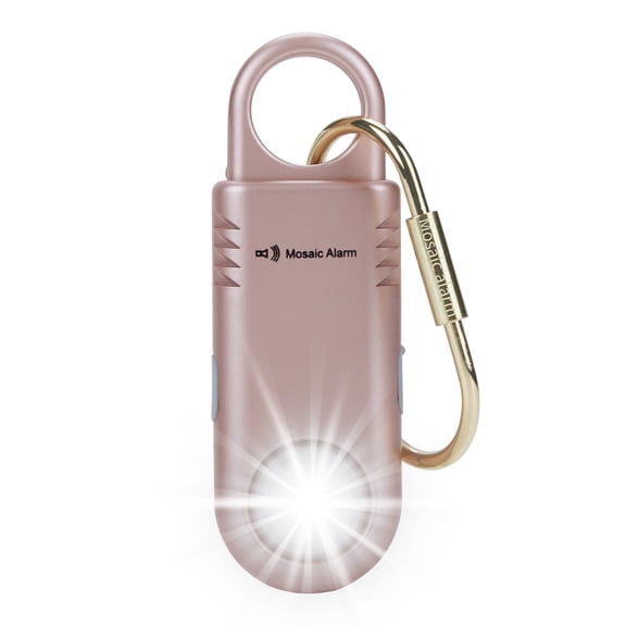 Personal Safety Alarm, Rechargeable, 135dB Siren, Bright Flashlight and Strobe Light, Rose Gold, 1 Count