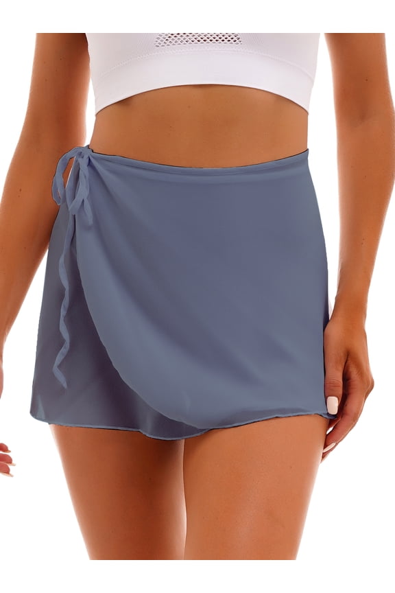 Women Ballet Dance Chiffon Wrap Skate Wrap Skirt with Tie Waist