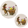 thumbnail image 7 of SKYSONIC Easter Bunny Cart Pot Holders Trivets, 2 Pcs Heat Resistant Trivets,Decorated Easter Eggs Cotton Thread Weave Mats for Hot Pads Pans Pot Bowl Teapot for Kitchen Decor, 7 of 7