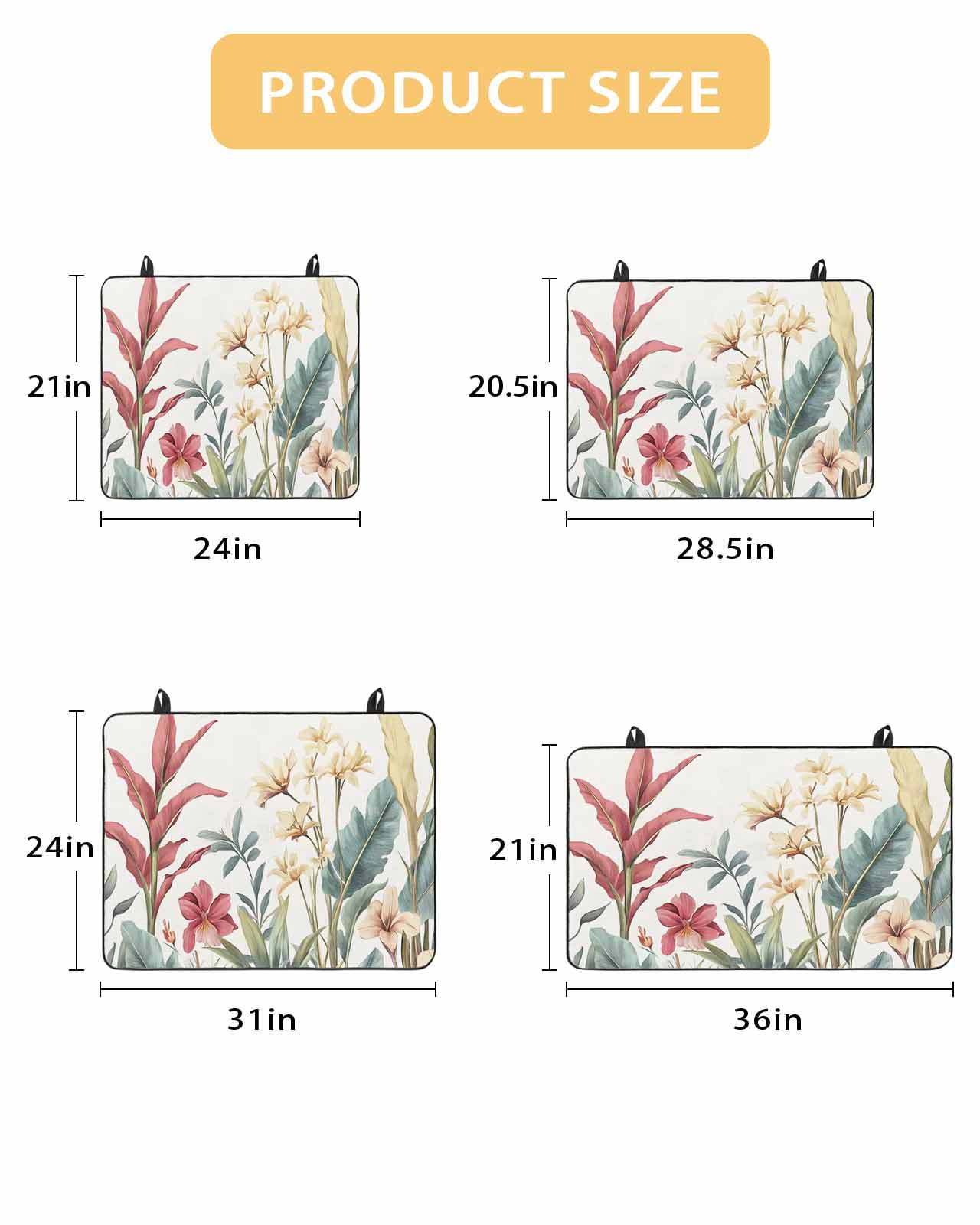 nqOlkjepod Large Induction Cooktop Protector Mat 24"x21", Yellow Red Floral Stove Top Covers for Electric Stove, Tropical Leaves Vintage Decorative Stove Burner Cover Mats, Glass Top Stove Cover