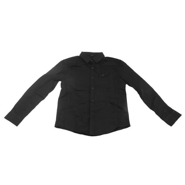 Camisa de manga larga para hombre Nikou de algodón puro ajustada negra M