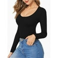 thumbnail image 5 of Women Long Sleeve Shirt Scoop Neck Tops Slim Fit Basic Top Base Layer Tee, 5 of 6