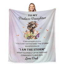 Daughter Gifts from Dad, to My Badass Daughters Blanket, Fathers Day Birthday Graduation Gift for Teen Girls Women Her, Soft Flannel Throw Blankets for Couch, 50x60 inches