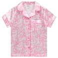 thumbnail image 5 of Girls Satin Pajama Set 4 Pack, Short Sleeve Button-Down Sleepwear for Kids, Soft and Breathable Nightwear, 5 of 5