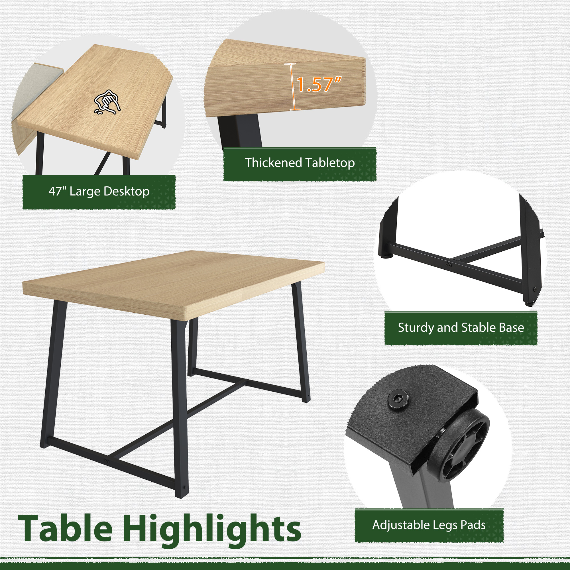 Brafabhome 6 PCS Dining Table Set with Storage Bench, Modern Corner Breakfast Nook with Cushions Stool for 6, Suitable for Kitchen and Dining Room | Nature
