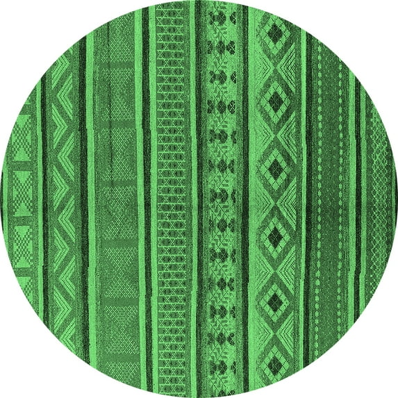 Ahgly Company Indoor Round Oriental Emerald Green Industrial Area Rugs, 6' Round