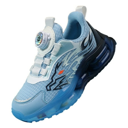 eileial Kids Sneakers Fashion Comfortable Casual Athletic Tennis Shoe Breathable Lightweight Slip on Sports Shoes(Light Blue 11-11.5 Years)