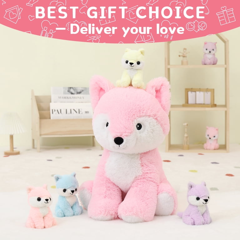 MorisMos 20'' Fox Stuffed Animals Fox Plush Toy Stuffed Mommy Fox