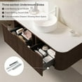 thumbnail image 5 of 48" Bathroom Vanity with Sink, Floating Plywood Bathroom Vanities with Ultra-Thin Ceramic Basin and Marble Top, 2 Large Soft-Closing Storage Drawers, Pre-Assembled Cabinet, Dark Walnut, 5 of 6