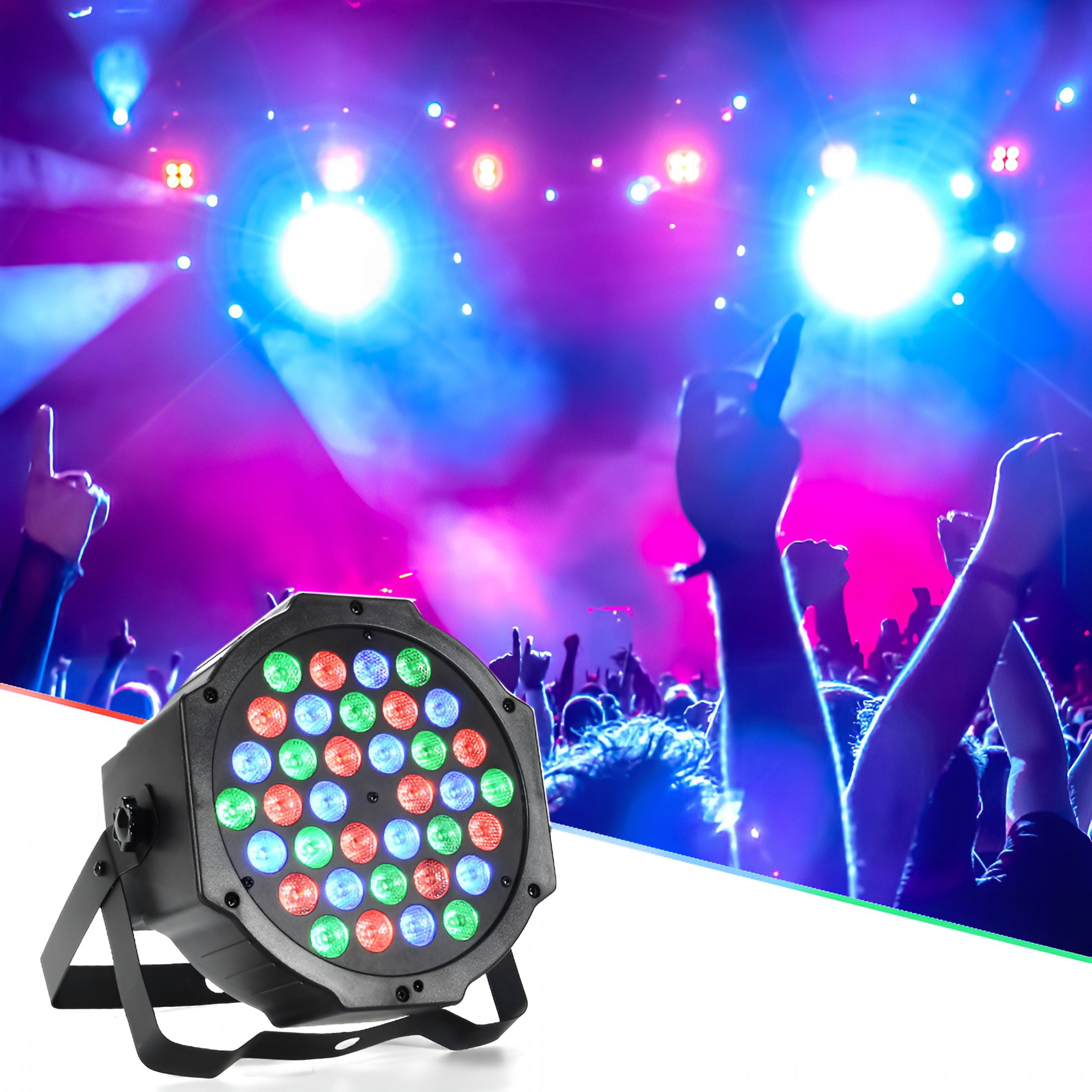 HIBIBUD 2026 New 36 Led Par Lights Stage Lights with Sound Activated Remote Control & Dmx Control,Stage Lighting Uplights for Wedding Club Music Show Christmas Holiday Party Lighting - 1 Pack