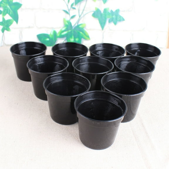 SEWCHICS 5Pcs Black Round Plastic Succulent Pot Deepen Scrub Flower Basin for Storage and Garden Use