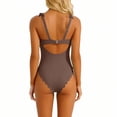 thumbnail image 4 of One Piece Swimsuits for Women Ribbed Texture Scalloped Trim Scoop Neck Monokini Tummy Control High Cut Bathing Suits Flattering Slimming Swimwear, 4 of 6