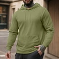 thumbnail image 2 of Caqnni Mens Hoodie Solid Color Pullover Fabric Hooded Sweatshirt with Pockets Athletic Fleece Hoodies for Men (L,AG), 2 of 5
