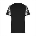 thumbnail image 3 of Women Casual Short Sleeve Top Lace Hollow Buttoon Splicing Comfy Fashion Summer Blouse Black S, 3 of 5