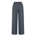 thumbnail image 5 of WIZUTIZ Womens Work Pants Retro Stylish Baggy Wide Leg Beach Pants Elastic Stretch High Waist Full Length Palazzo Pants Solid with Pockets Dress Pants for Lady Fitness Party Gray, 5 of 6