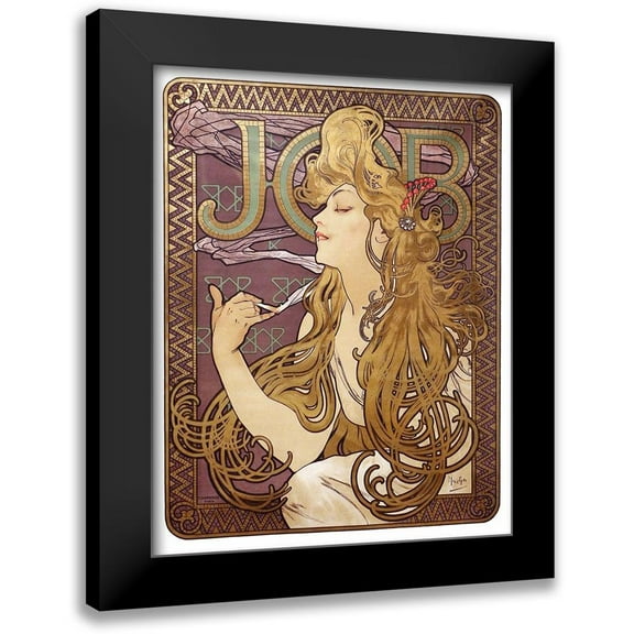 Mucha, Alphonse 12x14 Black Modern Framed Museum Art Print Titled - Job Cigarette Rolling Papers Advertisement, 1897