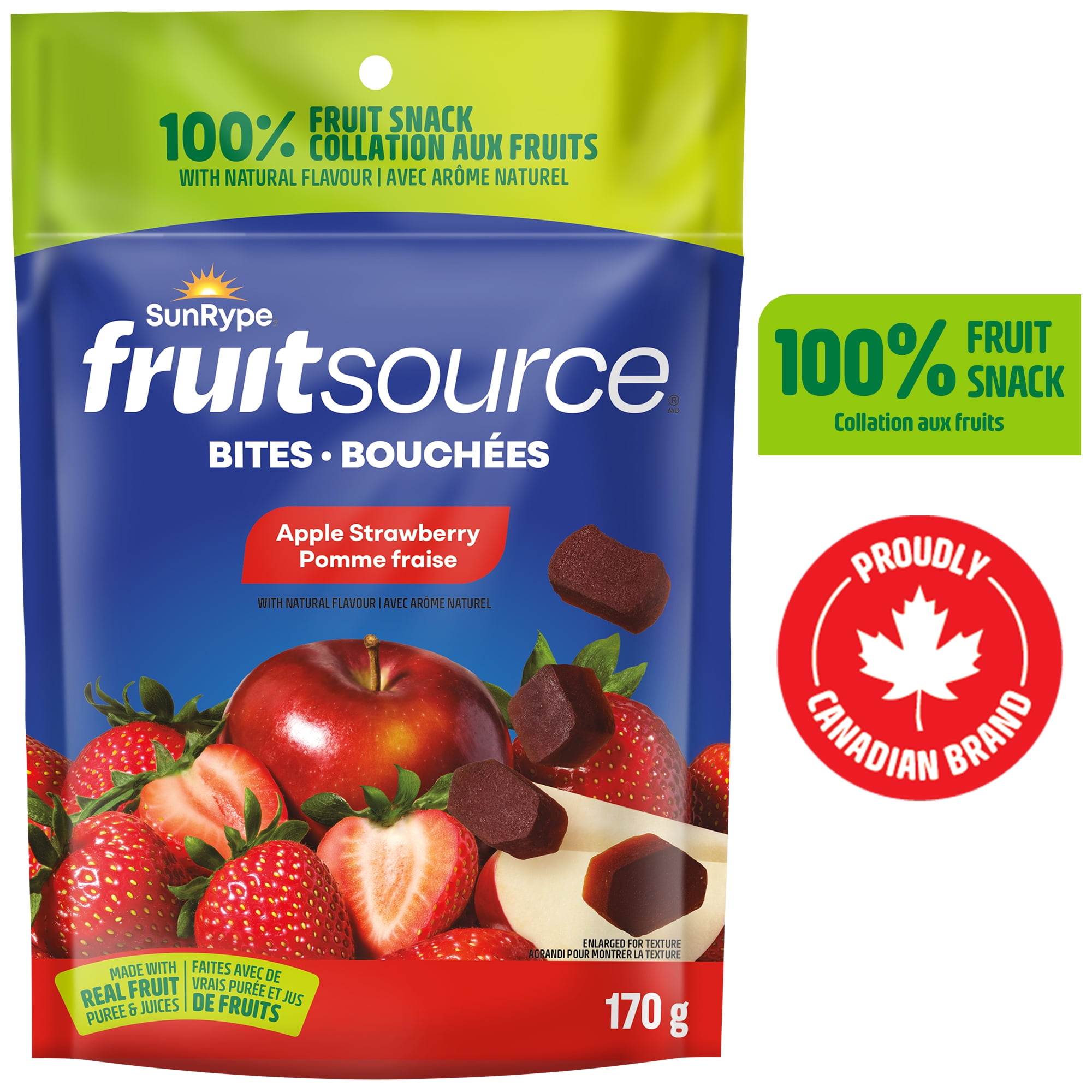 SunRype Fruitsource Apple Strawberry 100% Fruit Bites, 170 g