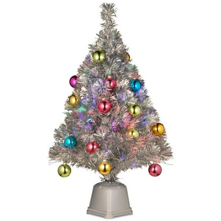 32 quot pre lit silver tinsel fiber optic artificial christmas 32 quot pre lit silver tinsel fiber optic artificial christmas