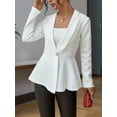 thumbnail image 2 of ZOELNIC Women's Textured Blazer Single Button Long Sleeve Business Casual Jacket with Ruffle Hem, Slim Fit Cardigan Work Blazer, S, 2 of 6