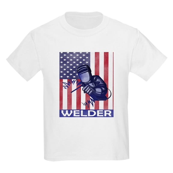 CafePress - American Flag Welder Design Welding Image T Shirt - Light Classic Kids Graphic, Short Sleeve T-Shirt, Sizes XS-XL