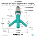 thumbnail image 3 of Dual Air Gap with Polished Nickel Brass Cap for Dishwasher and Tankless Reverse Osmosis Filter and Extra Long Thread (AG200-607, AG200-X07, AMERIGAP), 3 of 9