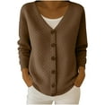 thumbnail image 2 of Plus Size Cardigans for Women Trendy V Neck Button up Jackets Cute Pullover Soft Lightweight Knit Outerwear New Womens Fall Oversized Cardigans Brown S, 2 of 3