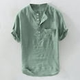 thumbnail image 1 of Dress Shirts Men‘s Summer Cotton Button Short Sleeves Large Blouse Top Occupational &Workwear L Green, 1 of 4
