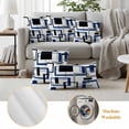 thumbnail image 6 of Blue Black Geometric Outdoor Waterproof Pillow Covers, Modern Minimalist Stripes Aesthetic Decorative Square Throw Pillowcase Sofa Cushion Sham for Patio/Couch/Chair, 16"x16" 2 Pack, 6 of 8