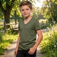 thumbnail image 4 of WOYY Boys V Neck Short Sleeve T-Shirt Casual Solid Basic T Shirt Kids Tee, Sizes 2-16, 4 of 5