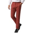 thumbnail image 4 of INSPIRE CHIC Men's Dress Plaid Printed Business Checked Pants 30 Burgundy, 4 of 6