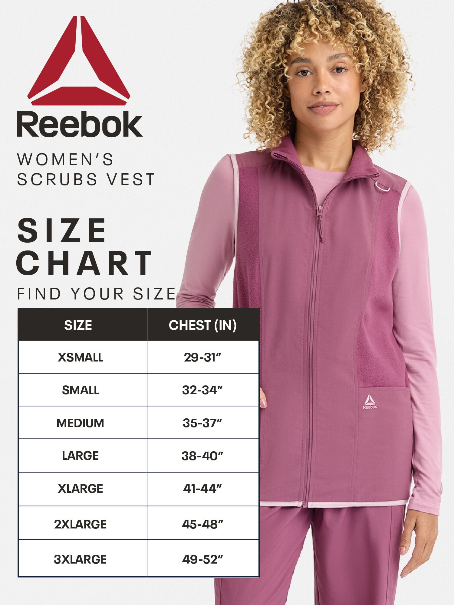 Reebok Women’s Tech Comfort Scrub Vest with 6 Pockets, Sizes S–3XL
