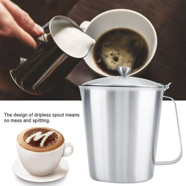 LYUMO Stainless Steel Milk Frothing Pitcher Coffee Cup Mug with Cover