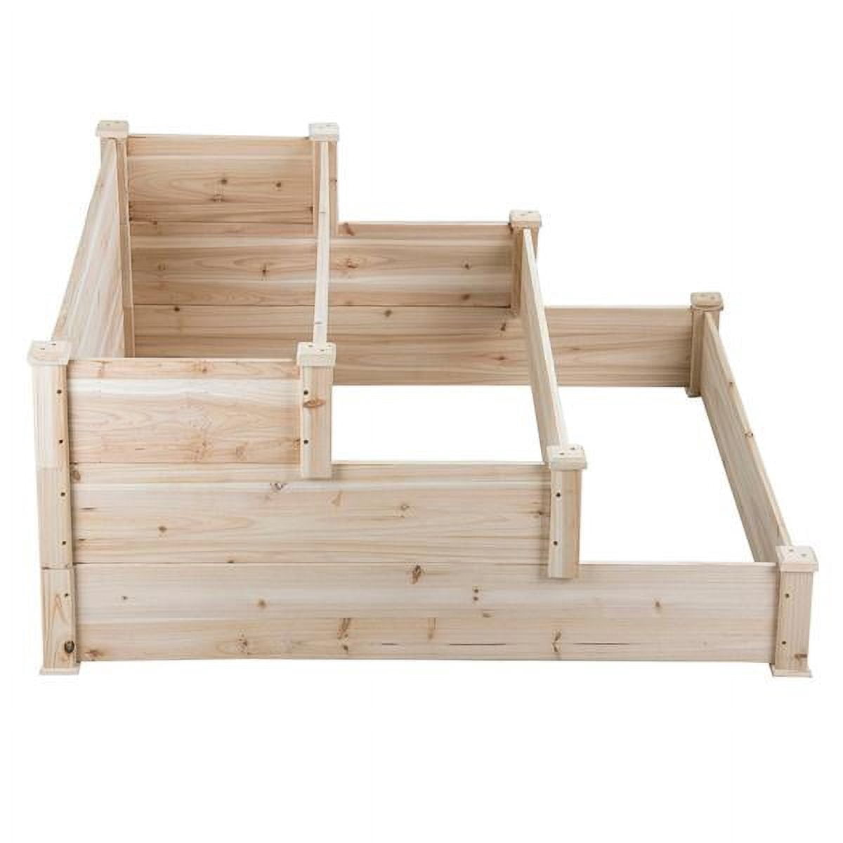3 Tier Wooden Elevated Raised Garden Bed Planter Box Kit Natural Cedar Wood