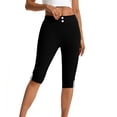 thumbnail image 2 of Kinrui Women's Bermuda Long Shorts with Pockets Slit Hem Knee Length Shorts High Waisted Stretch Work Dress Shorts Black XL, 2 of 7